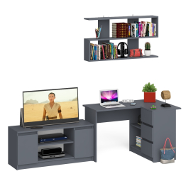 Стол угловой компьютерный Мори МС-16 правый с книжной полкой и ТВ-тумбой МТВ1200.1