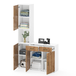 Две тумбы с ящиком и дверкой и пенал для рабочего кабинета Лидер-8