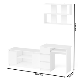 Мори стол компьютерный МС-6 левый с тумбой МТВ1200.1 и навесной открытой полкой
