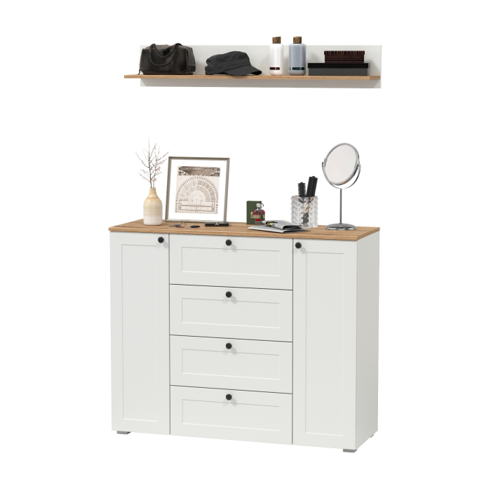 Прихожие, Остин комод четыре ящика и две дверки и полка навесная