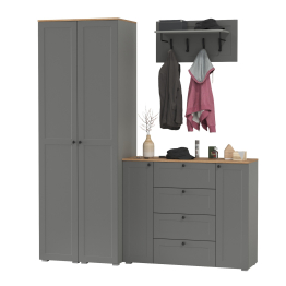 Большой комод две дверки четыре ящика с вешалкой с полкой и два шкаф-пенала Остин