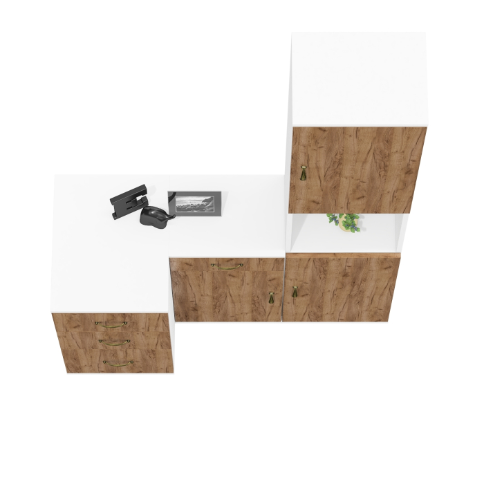 Стеллажи, Пенал с нишей Лидер-8 с тумбами Лидер-8 МД 3.15 и 3.16.