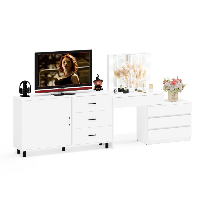 Туалетные столики, Стол-трансформер косметический с подсветкой 110 и комод-тумба три ящика 122-1504