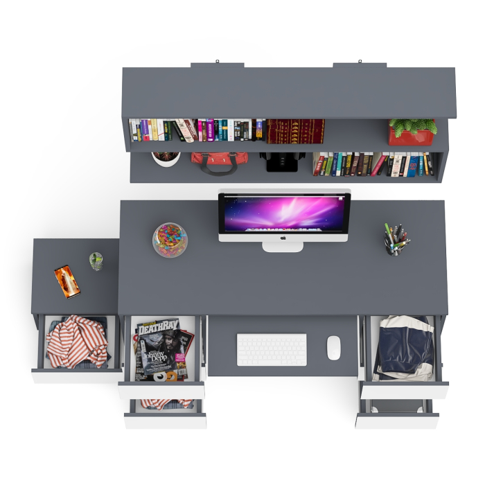 Прямые компьютерные столы, Двухтумбовый стол компьютерный Мори МС-2 с тумбочкой с ящиком и полкой на 1200