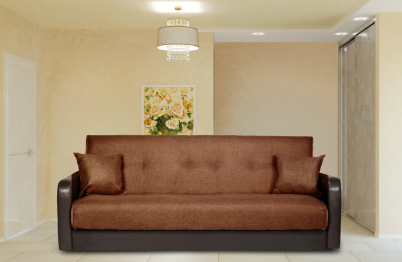 Диван-кровать книжка Лондон 140, рогожка/экокожа (Коричневый)