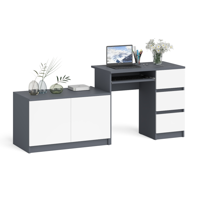 Прямые компьютерные столы, Тумба Мори МА900.1 и стол компьютерный МС-6 ящики справа