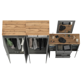 Два платяных шкафа Остин и комод с зеркалом