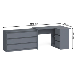 Комод Мори 1200 6 ящиков и компьютерный угловой стол МС-16 правый