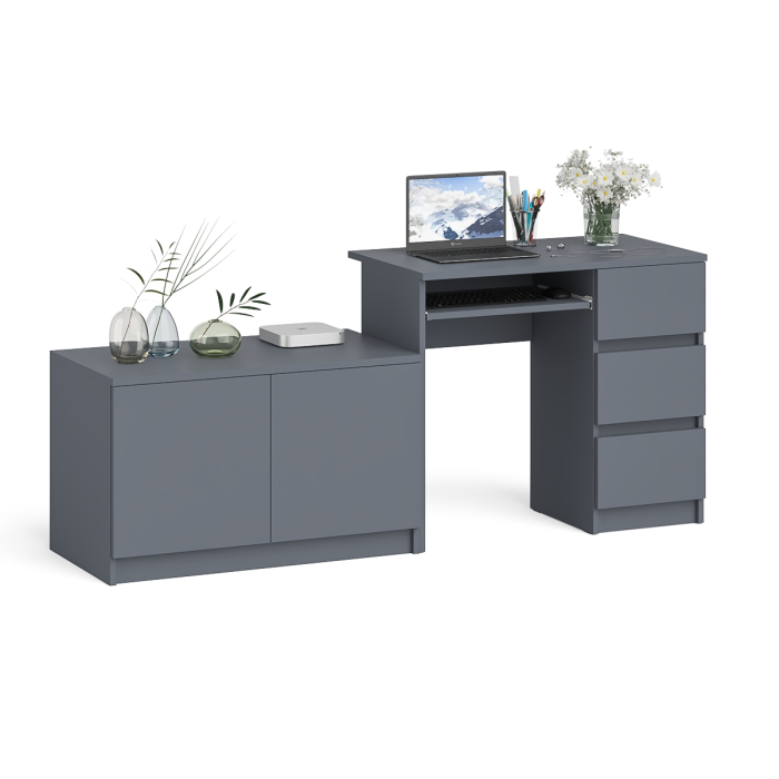 Прямые компьютерные столы, Тумба Мори МА900.1 и стол компьютерный МС-6 ящики справа