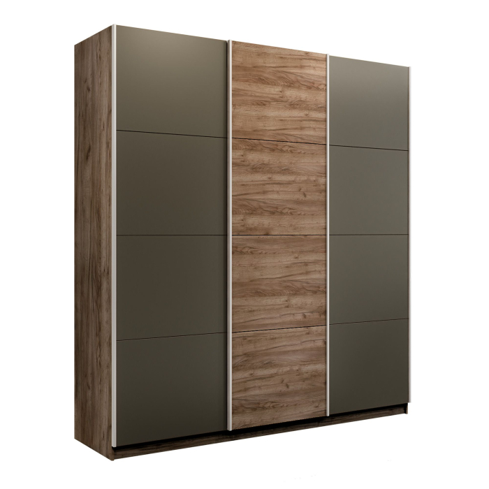 Шкафы-купе 3-х дверные, Шкаф-купе Эста 3-х дверный ДСП/Стекла хаки/Доводчик 240х66х240