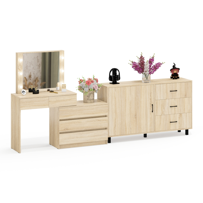 Туалетные столики, Стол-трансформер косметический с подсветкой 110 и комод-тумба три ящика 122-1504