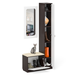 Обувница с сиденьем зеркало и пенал П-6 МДФ фрезеровка ромб