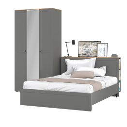 Шкаф для одежды с зеркалом Остин с кроватью Остин с ортопедическим основанием