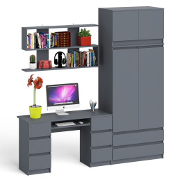 Шкаф-комод с антресолью Мори МШ900.1 со столом для работы и учёбы и книжной полкой