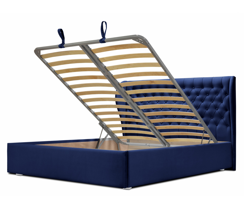 Мягкая кровать, Кровать с мягким изголовьем Мишель 1600 с подъемным механизмом, микровелюр