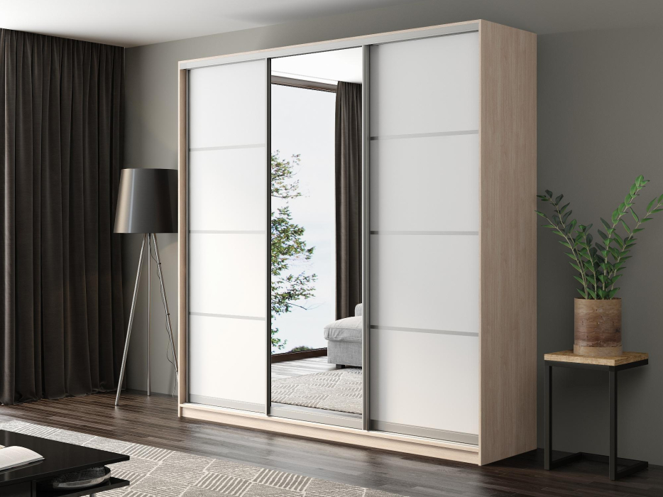 Шкафы-купе, Шкаф-купе Айсберг 250 ШАМОНИ СВЕТЛЫЙ (белый/зеркало)