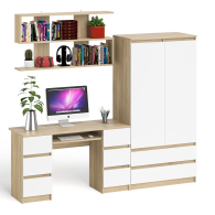 Домашние кабинеты, Шкаф-комод Мори МШ900.1 с письменным 2-х тумбовым столом МС-2 и полкой книжной