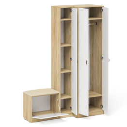 Шкаф с пеналом и обувницей с сиденьем П-6 № 25 МДФ фрезеровка прованс