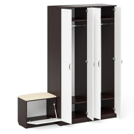 Два шкафа с дверками и обувница с сиденьем П-6 № 07 МДФ фрезеровка прованс