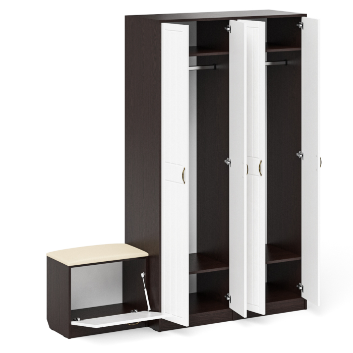 Прихожие, Два шкафа с дверками и обувница с сиденьем П-6 № 07 МДФ фрезеровка прованс