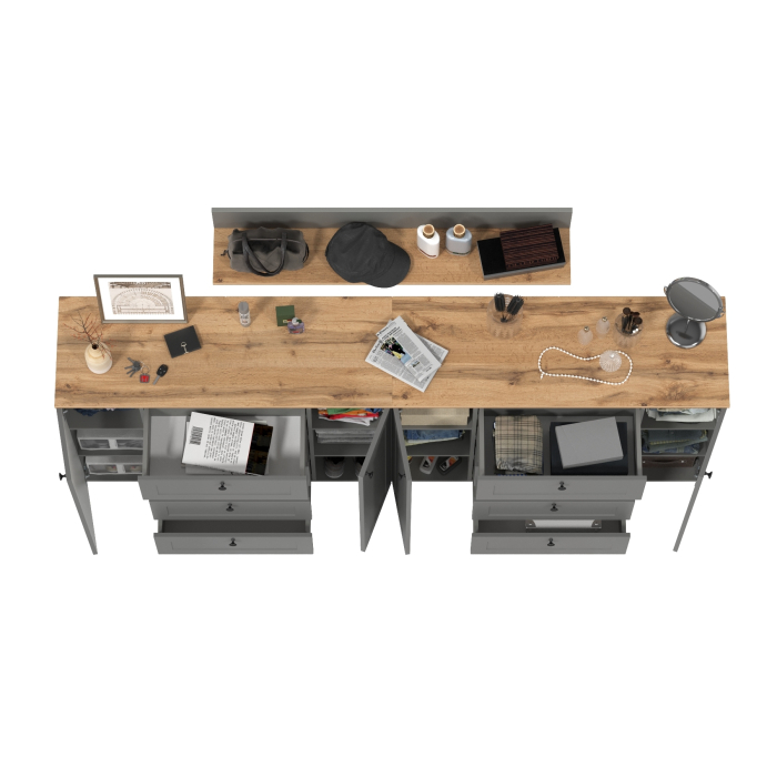 Прихожие, Остин открытая полка и два комода с дверками и ящиками