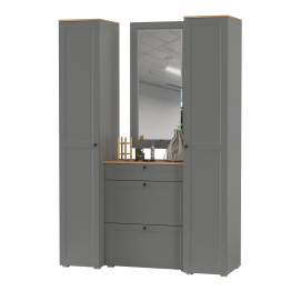 Тумба для обуви с зеркалом и два шкаф-пенала с полками Остин