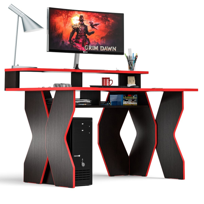 Прямые компьютерные столы, Стол для геймера с надстройкой МД-СК5-1400Н