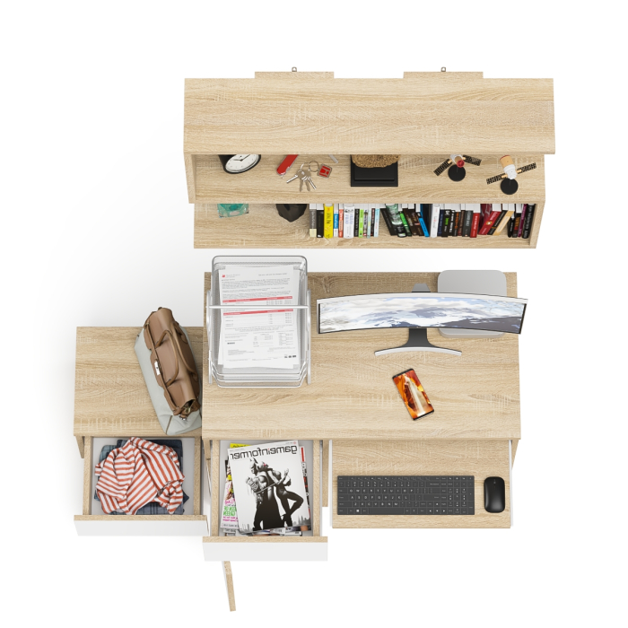 Прямые компьютерные столы, Стол компьютерный Мори МС-1 левый с тумбой и полкой 900