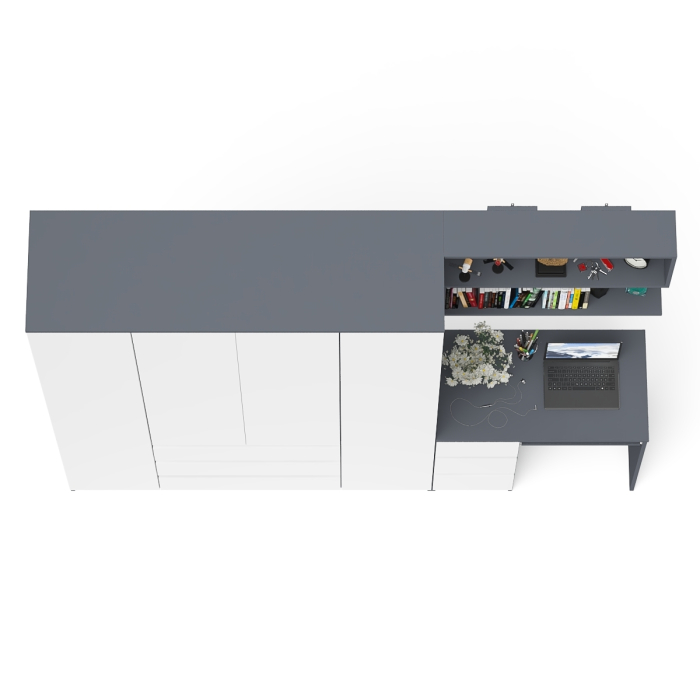 Домашние кабинеты, Мебель для учёбы Мори из стола МС-6 левый шкафа для вещей МШ1600.1 и навесной полки