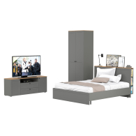 Спальные гарнитуры, Мебель в спальню Остин из тумбы под ТВ с кроватью с ортопедом на 1600 и шкафа-комода для одежды 13.336.02
