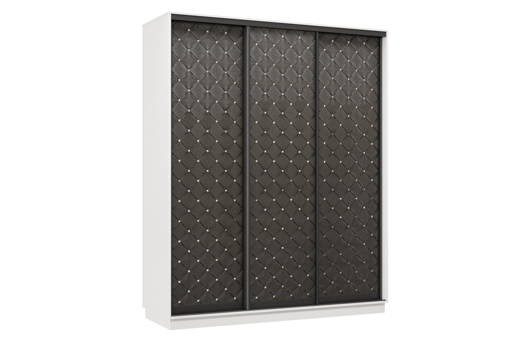 Шкафы-купе 3-х дверные, Шкаф-купе Премьер 21 (01РЧ;01РЧ;01РЧ) фасады ромб чёрный/трёхдверный/Профиль чёрный муар