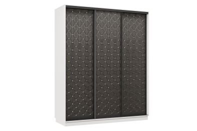 Шкаф-купе Премьер 21 (01РЧ;01РЧ;01РЧ) фасады ромб чёрный/трёхдверный/Профиль чёрный муар