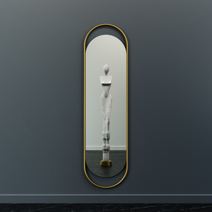 Зеркала в спальню, Дизайнерское настенное зеркало GENGLASS Evelix L в металлической раме