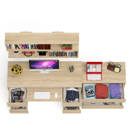 Комод Мори три ящика МК-800 и стол компьютерный Мори МС-2 с полкой 1200