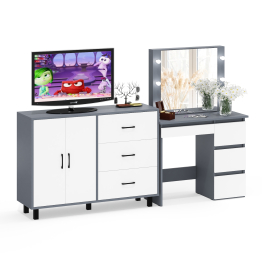 Комод-тумба 123-1204 и столик косметический с подсветкой и зеркалом Сура