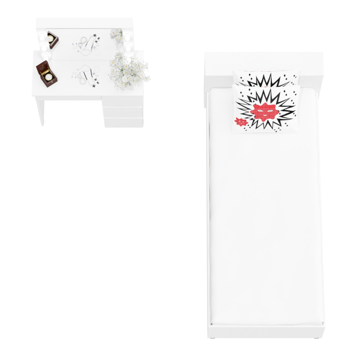 Спальные гарнитуры, Кровать с ящиками Ксения 900 и столик косметический с подсветкой Сура