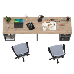 Набор для работы и учёбы из двух столов письменных Лайт 12.163 и двух серых кресел