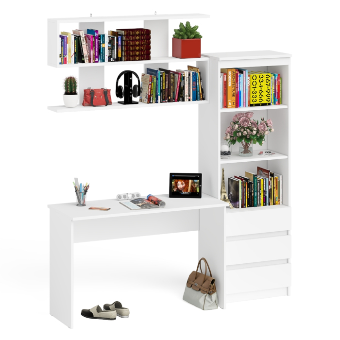 Прямые компьютерные столы, Стеллаж-комод Мори с письменным столом на 1200 и навесной полкой на 1200