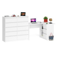 Компьютерные столы, Стол компьютерный МС-16 с тумбой справа и высокий комод на 10-ть ящиков Мори