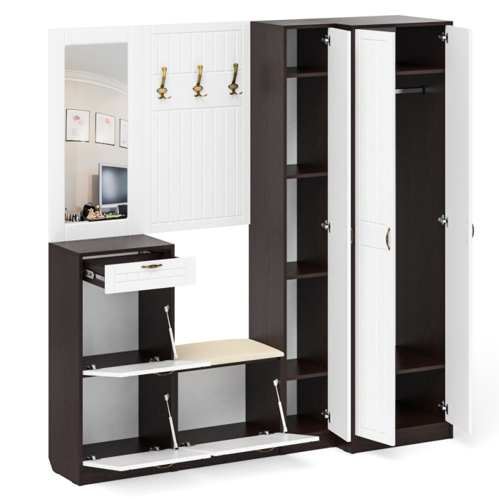 Прихожие, Полный набор мебели для прихожей П-6 компоновка № 31 МДФ фрезеровка прованс