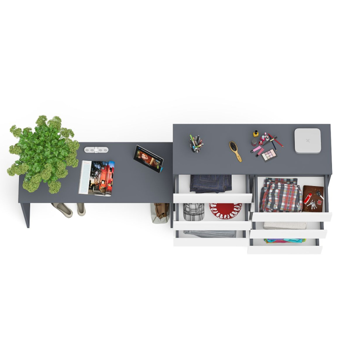 Домашние кабинеты, Большой комод МК1200.10 десять ящиков и письменный стол МСП1200 Мори