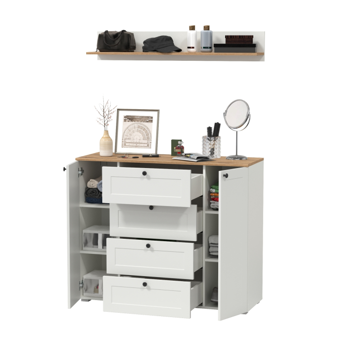 Прихожие, Остин комод четыре ящика и две дверки и полка навесная