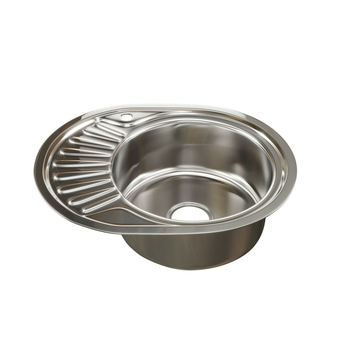 Кухонные мойки, Мойка овал 45х57 (0,8) прав, с сифоном ДЕКОР