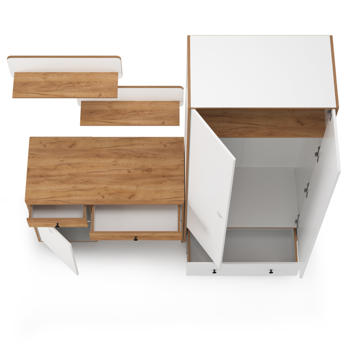 Офисная мебель, Стол письменный с двумя открытыми полками и шкафом Вуди