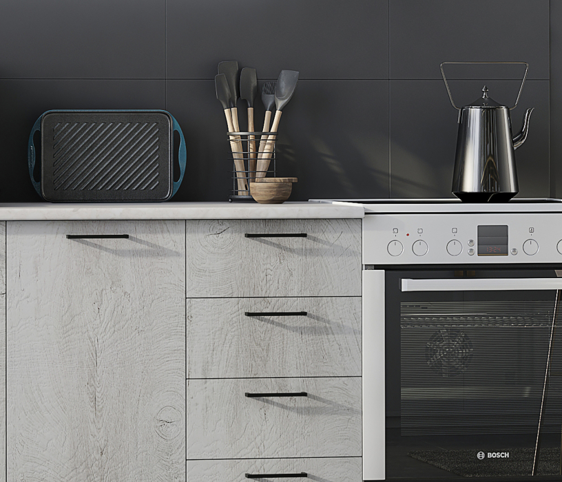 Кухонные гарнитуры, Кухня Лагуна 2,0 м Морская волна/Дуб седой МДФ