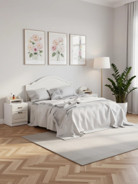 Кровать 1600 Ливерпуль с основанием и двумя тумбами с полками