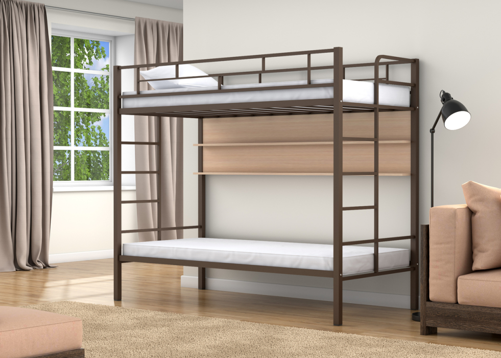 Для подростков, Двухъярусная кровать Валенсия Твист полка дуб молочный