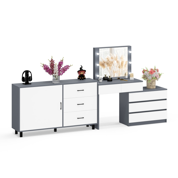 Туалетные столики, Стол-трансформер косметический с подсветкой 110 и комод-тумба три ящика 122-1504