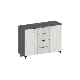 Комод Шаде КМ-2903, черный ясень, санторини белый