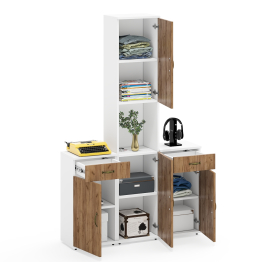 Две тумбы с ящиком и дверкой и пенал для рабочего кабинета Лидер-8